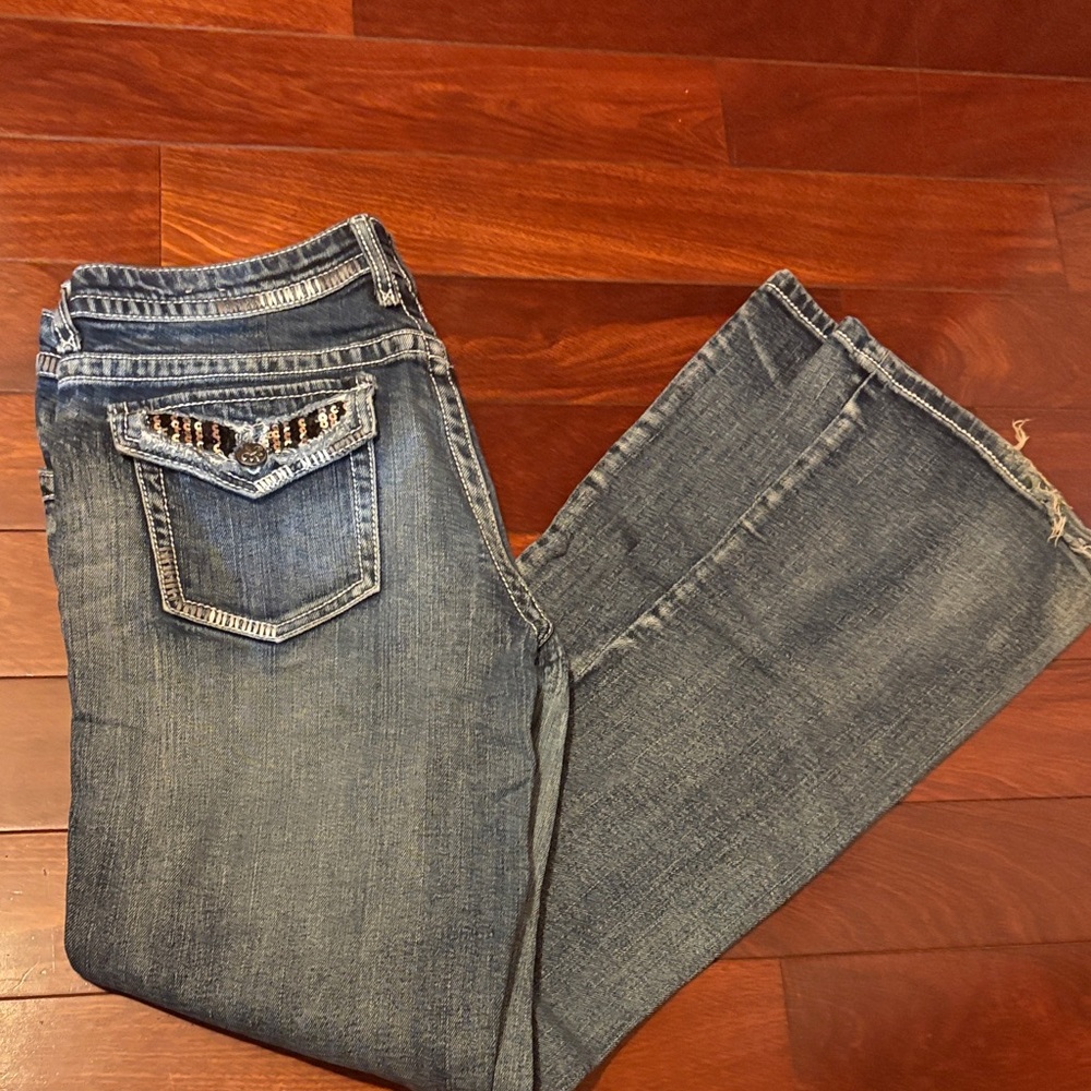 Vanity Blue Boot Cut Jeans with Embellished Pockets